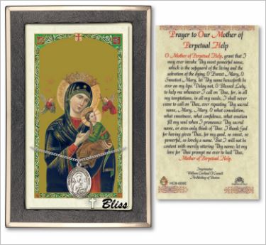 Our Lady of Perpetual Help Medal with Prayer Card, gift boxed, Sterling Silver, # 67226