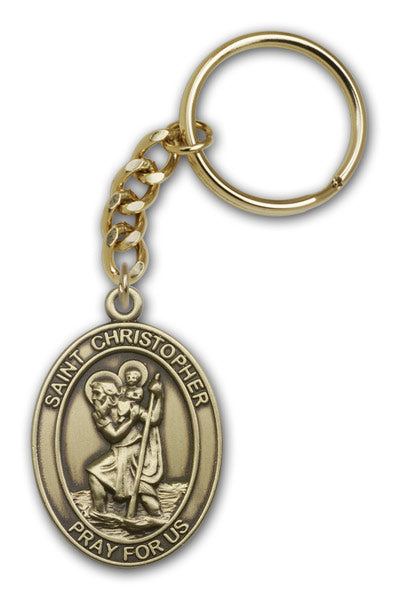 Keychain, St. Christopher, Bronze Oxide Finished Pewter, 1-3/8" Medal, #98859