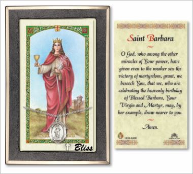 St. Barbara Medal with Prayer Card, Gift Boxed, Sterling Silver, # 67232