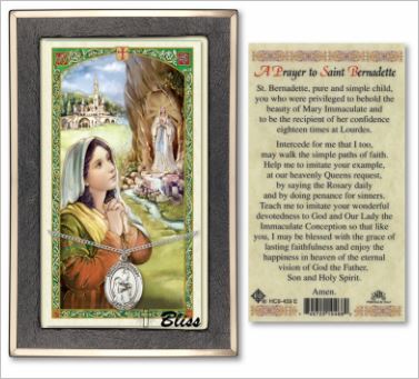 St. Bernadette Medal with Prayer Card, Gift Boxed, Sterling Silver, # 67233