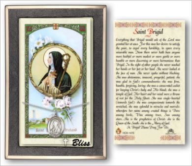 St. Brigid Medal with Prayer Card, Gift Boxed, Sterling Silver, # 67234