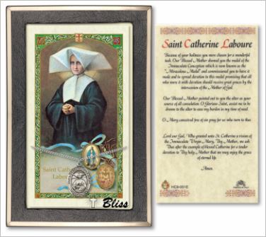 St. Catherine Laboure Medal with Prayer Card, Gift Boxed, Sterling Silver, # 67235