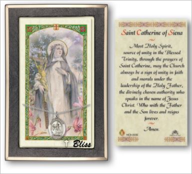 St. Catherine of Siena Medal with Prayer Card, Gift Boxed, Sterling Silver, # 67236