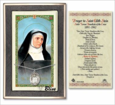 St. Edith Stein Medal with Prayer Card, Gift Boxed, Sterling Silver, # 67241