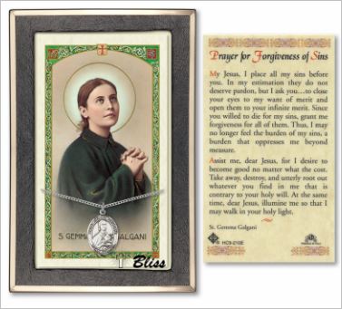 St. Gemma Galgani Medal with Prayer Card, Gift Boxed, Sterling Silver, # 67245