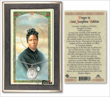 St. Josephine Bakhita Medal with Prayer Card, Gift Boxed, Sterling Silver, # 67248