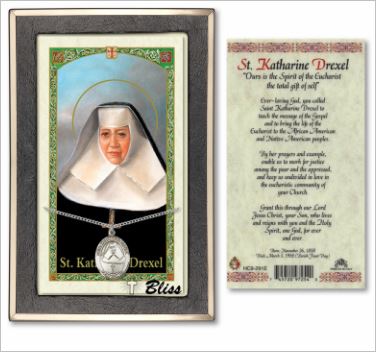 St. Katherine Drexel Medal with Prayer Card, Gift Boxed, Sterling Silver, # 67250
