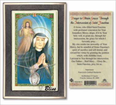 St. Maria Faustina Medal with Prayer Card, Gift Boxed, Sterling Silver, # 67252