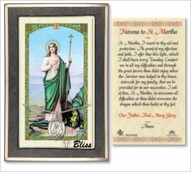 St. Martha Medal with Prayer Card, Gift Boxed, Sterling Silver, # 67254