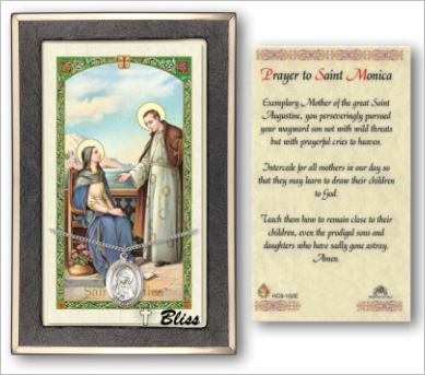 St. Monica Medal with Prayer Card, Gift Boxed, Sterling Silver, # 67256