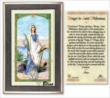 St. Philomena Medal with Prayer Card, Gift Boxed, Sterling Silver, # 67257