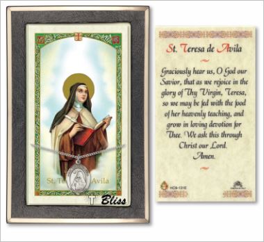 St. Teresa of Avila Medal with Prayer Card, Gift Boxed, Sterling Silver, # 67260