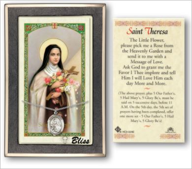 St. Theresa of Lisieux Medal with Prayer Card, Gift Boxed, Sterling Silver, # 67261