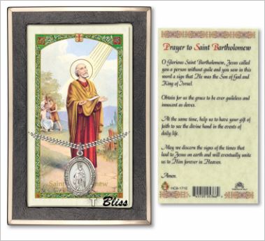 St. Bartholomew Medal with Prayer Card, Gift Boxed, Sterling Silver, # 67267