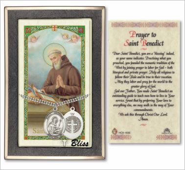 St. Benedict Medal with Prayer Card, Gift Boxed, Sterling Silver, # 67268