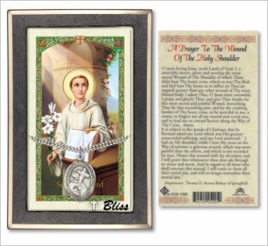 St. Bernard of Clairvaux Medal with Prayer Card, Gift Boxed, Sterling Silver, # 67269