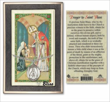 St. Blaise Medal with Prayer Card, Gift Boxed, Sterling Silver, # 67270