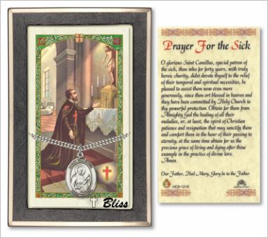 St. Camilus Medal with Prayer Card, Gift Boxed, Sterling Silver, # 67271
