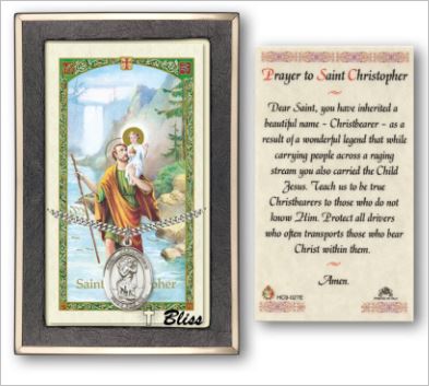 St. Christopher Medal with Prayer Card, Gift Boxed, Sterling Silver, # 67274