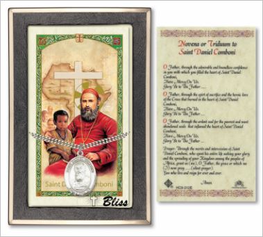 St. Daniel Comboni Medal with Prayer Card, Gift Boxed, Sterling Silver, # 67277