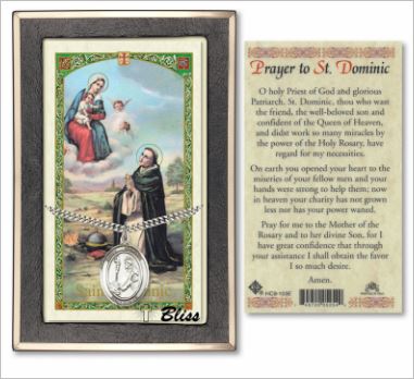 St. Dominic Medal with Prayer Card, Gift Boxed, Sterling Silver, # 67278