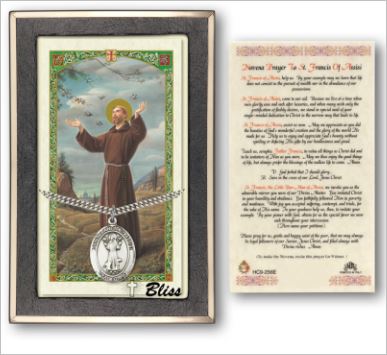 St. Francis of Assisi Medal with Prayer Card, Gift Boxed, Sterling Silver, # 67281