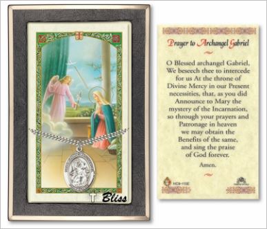 St. Gabriel the Archangel Medal with Prayer Card, Gift Boxed, Sterling Silver, # 67283