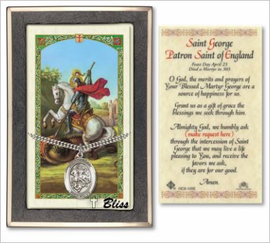 St. George Medal with Prayer Card, Gift Boxed, Sterling Silver, # 67284