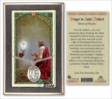 St. Hubert of Liege Medal with Prayer Card, Gift Boxed, Sterling Silver, # 67286