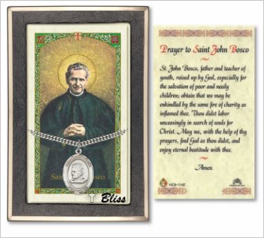St. John Bosco Medal with Prayer Card, Gift Boxed, Sterling Silver, # 67291