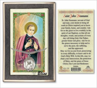 St. John Neumann Medal with Prayer Card, Gift Boxed, Sterling Silver, # 67292
