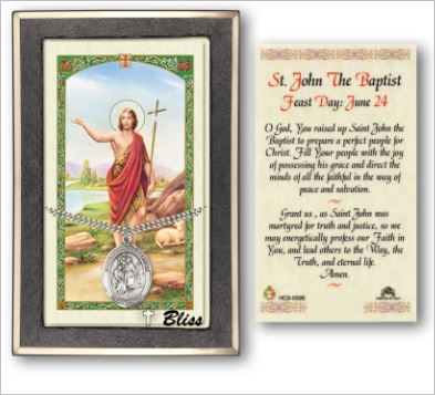 St. John the Baptist Medal with Prayer Card, Gift Boxed, Sterling Silver, # 67294