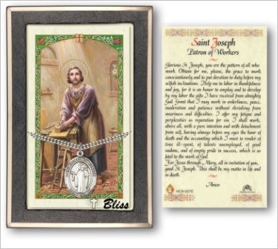 St. Joseph the Worker Medal with Prayer Card, Gift Boxed, Sterling Silver, # 67300
