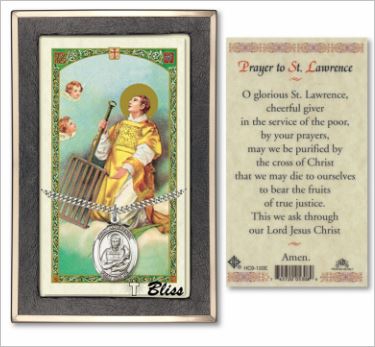 St. Lawrence Medal with Prayer Card, Gift Boxed, Sterling Silver, # 67302