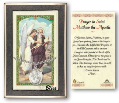 St. Matthew Medal with Prayer Card, Gift Boxed, Sterling Silver, # 67309