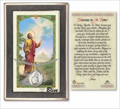 St. Peter Medal with Prayer Card, Gift Boxed, Sterling Silver, # 67318