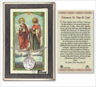 Sts. Peter & Paul Medal with Prayer Card, Gift Boxed, Sterling Silver, # 67319