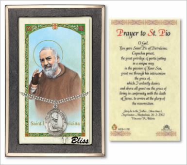 St. Pio of Pietrelcina Medal with Prayer Card, Gift Boxed, Sterling Silver, # 67321