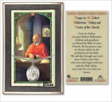 St. Robert Bellarmine Medal with Prayer Card, Gift Boxed, Sterling Silver, # 67325
