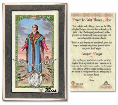 St. Thomas More Medal with Prayer Card, Gift Boxed, Sterling Silver, # 67330