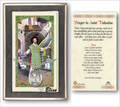 St. Valentine Medal with Prayer Card, Gift Boxed, Sterling Silver, # 67331