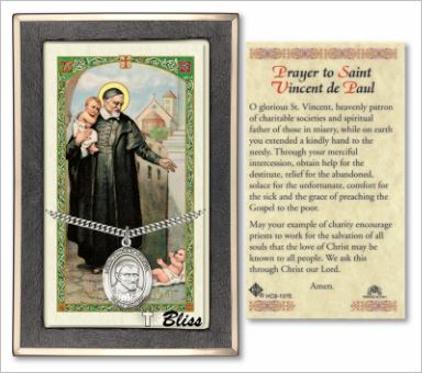 St. Vincent de Paul Medal with Prayer Card, Gift Boxed, Sterling Silver, # 67332