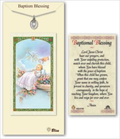 Baptism Pewter Medal with Prayer Card, # 67333