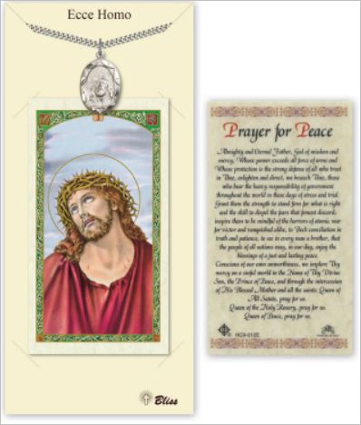 Ecce Homo Pewter Medal with Prayer for Peace Card, # 67339