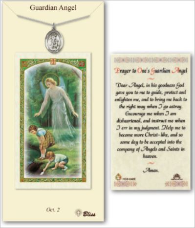 Guardian Angel Pewter Medal with Prayer Card, # 67341