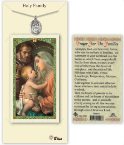 Holy Family Pewter Medal with Prayer Card, # 67343