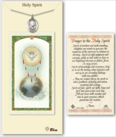 Holy Spirit Pewter Medal with Prayer Card, # 67344