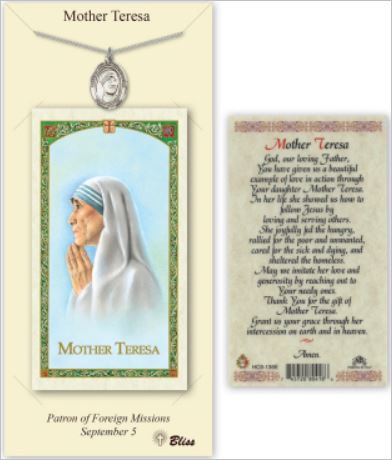 Mother Teresa of Calcutta Pewter Medal with Prayer Card, # 67349