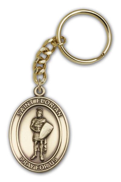 Keychain, St. Florian, Bronze Oxide Finished Pewter, 1-3/8" Medal, #98863