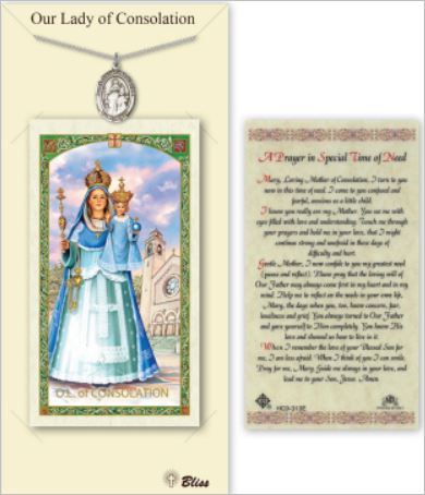 Our Lady of Consolation Pewter Medal with Prayer Card, # 67353